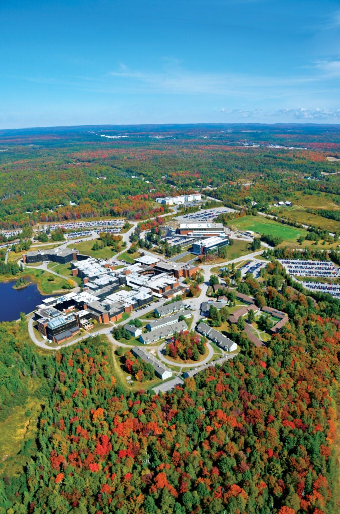 Aerial view of Nipising University Campus